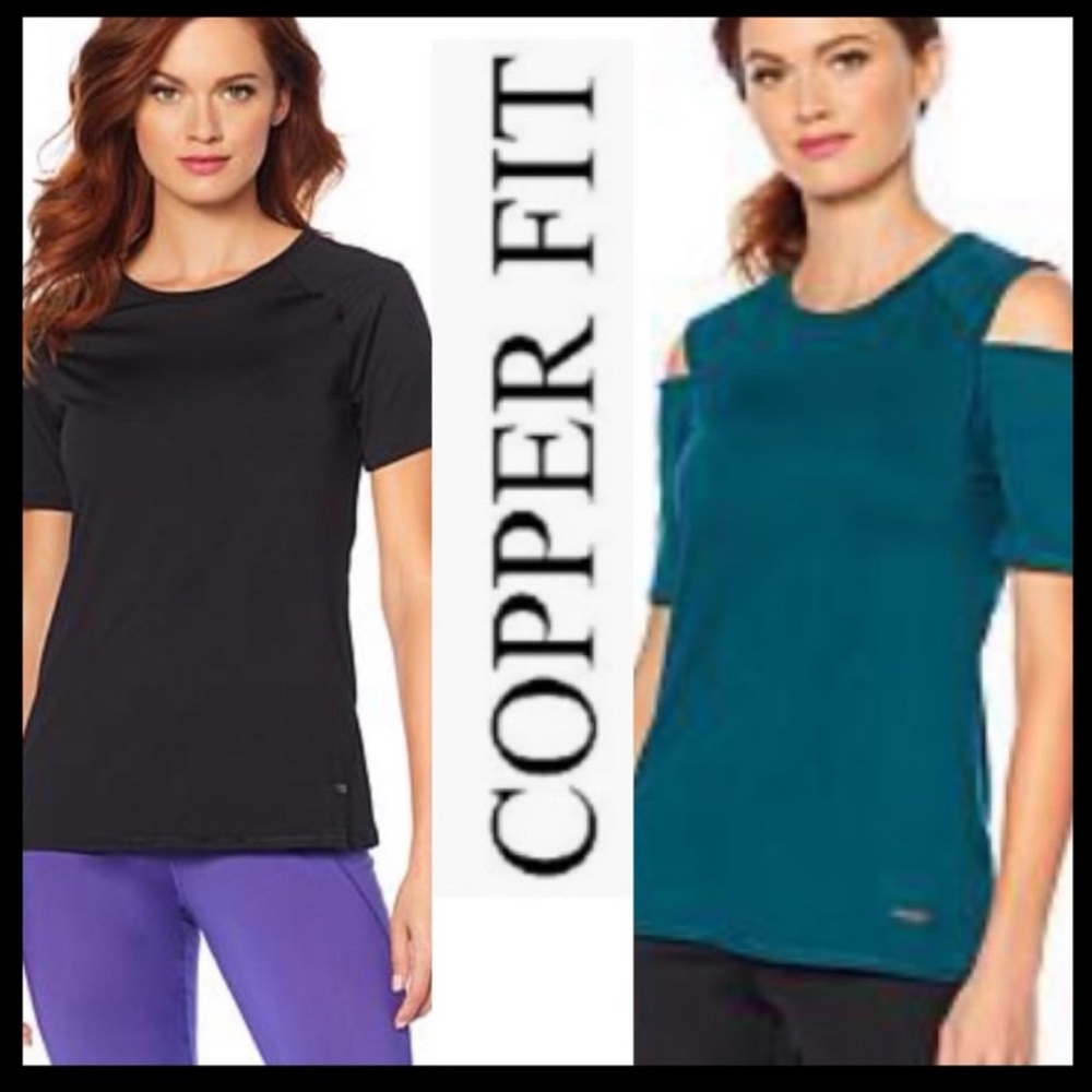 NWT COPPER FIT Zippered Cold-Shoulder Top